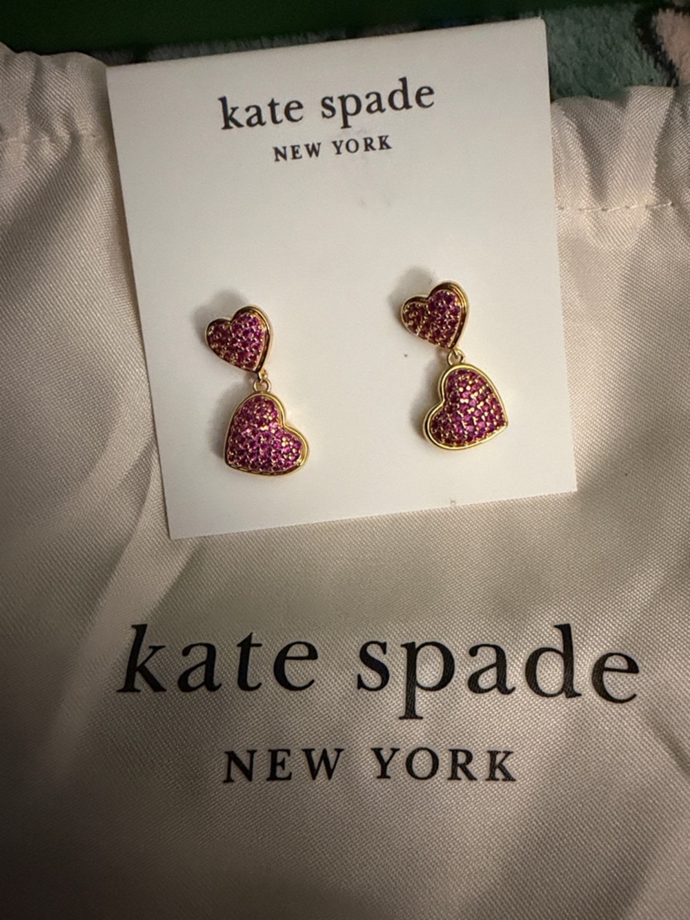 kate spade Gold-tone red double heart earrings *nwt - Picture 1 of 4